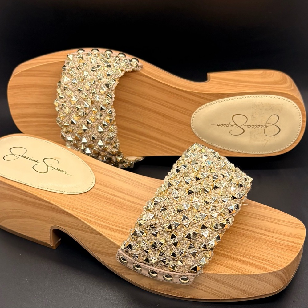 Jessica Simpson Gold Studded Mules